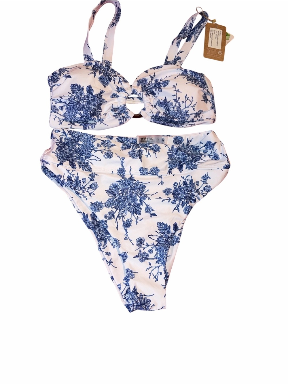 Berlook Blue floral Hogh waist bikini Set